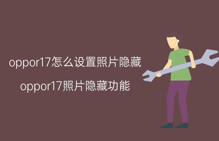 oppor17怎么设置照片隐藏 oppor17照片隐藏功能？